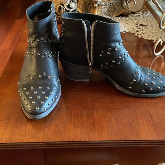 Black ankle booties. Gunmetal studding over boots as shown on photos. - Picture 2 of 4
